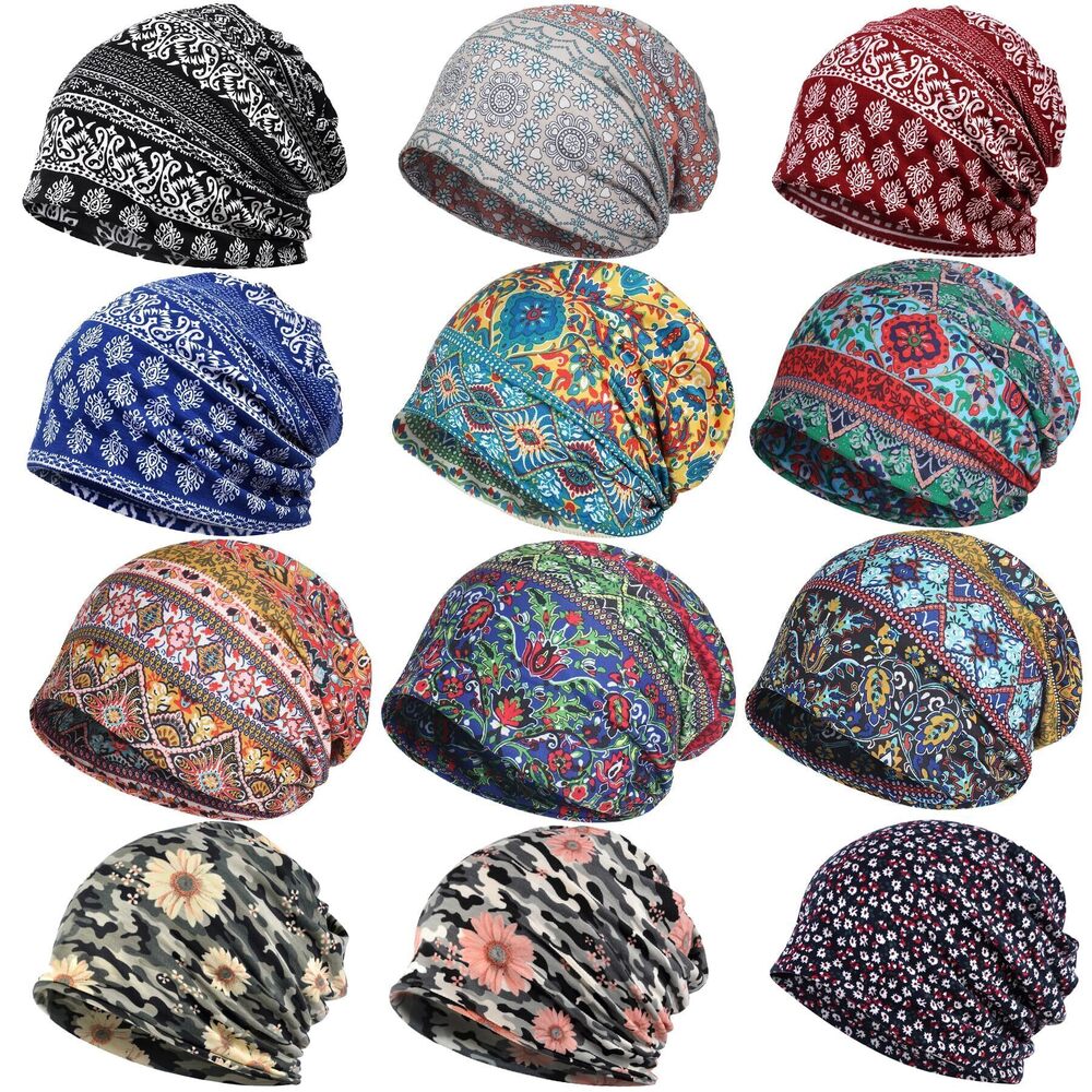 3286 Printed Stretch Slouchy Multi-Functional Headwear for Hats Beanie Cap